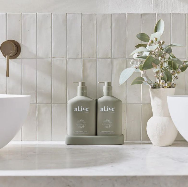 al.ive Body - Bathroom Hand & Body Wash & Hand & Body Lotion Duo in Green Pepper & Lotus