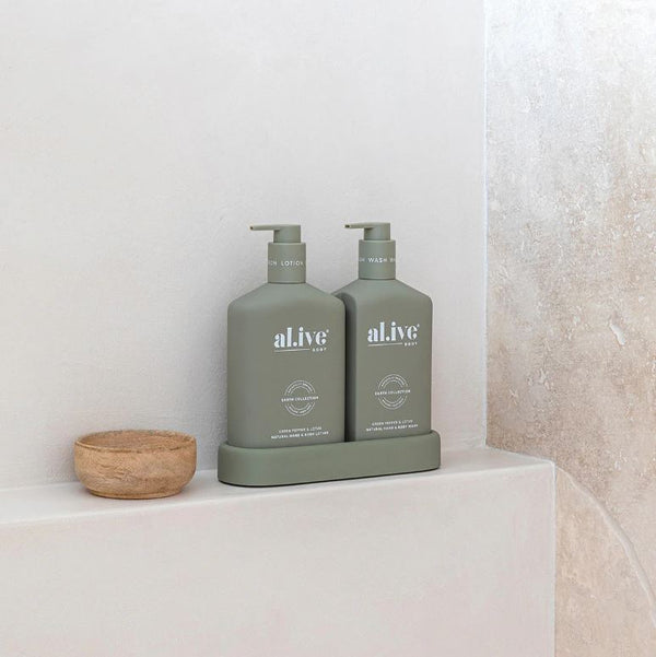 al.ive Body - Bathroom Hand & Body Wash & Hand & Body Lotion Duo in Green Pepper & Lotus