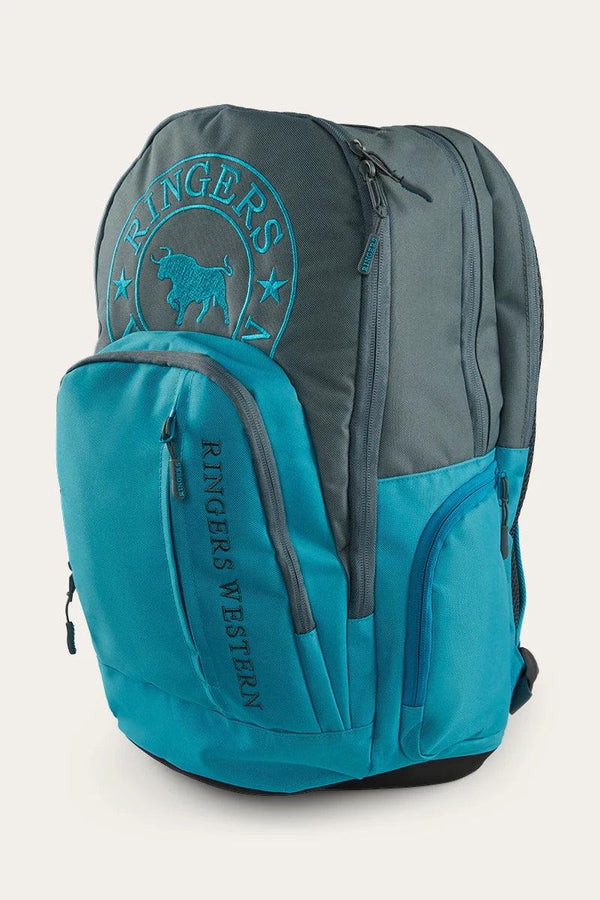 The Holtze Backpack features a large embroidered logo and multiple storage pockets for convenience and organization. Ideal for school or daily use.