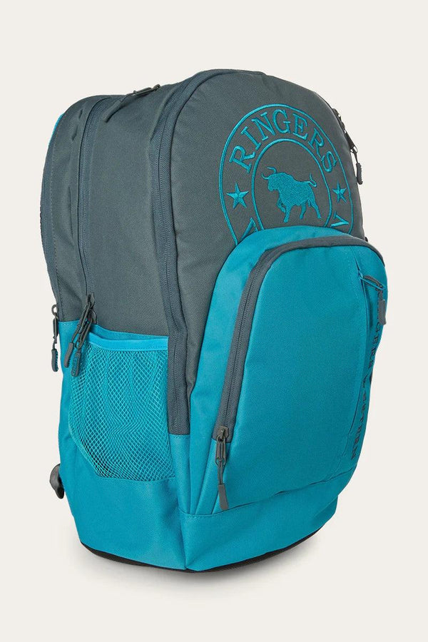 The Holtze Backpack features a large embroidered logo and multiple storage pockets for convenience and organization. Ideal for school or daily use.