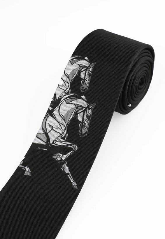 Black Grey Galloping Horse Tie