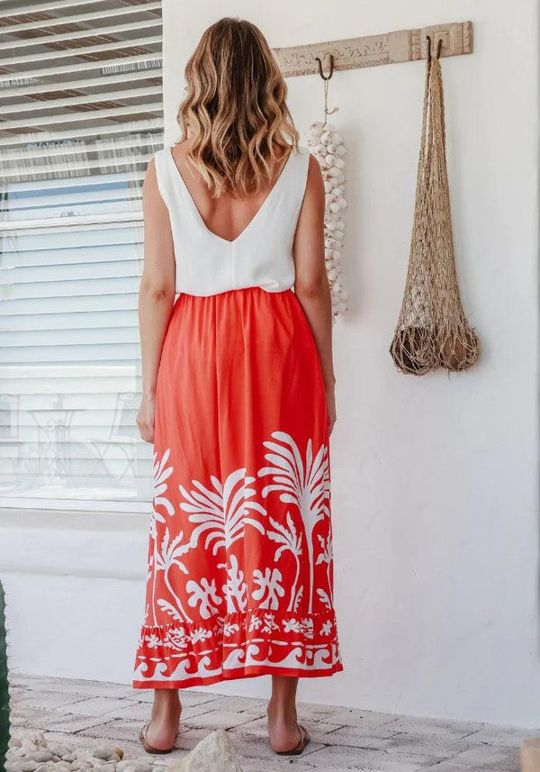 Imogen Maxi Skirt Orange - Folk Road