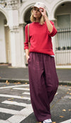 Ladies Izzie Pinstitch Pant in Burgundy