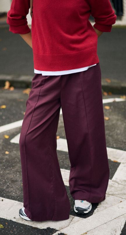 Ladies Izzie Pinstitch Pant in Burgundy