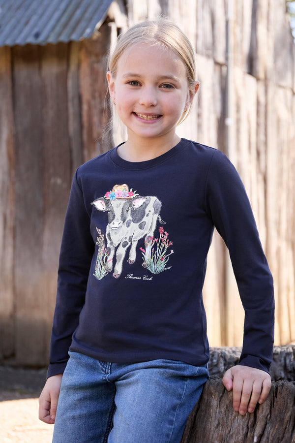 Girl's Kelly Long Sleeve Shirt in Navy