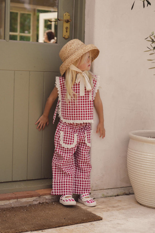 Girls Marley Pant in Red White Check