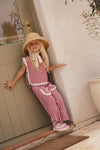 Girls Plum Top in Red White Check