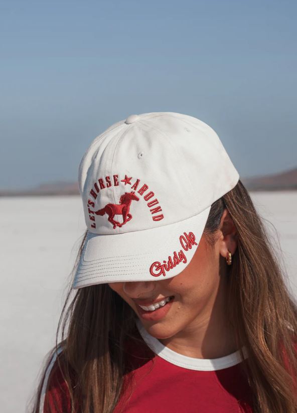 Ringers Western Let's Horse Around Baseball Cap in Off White