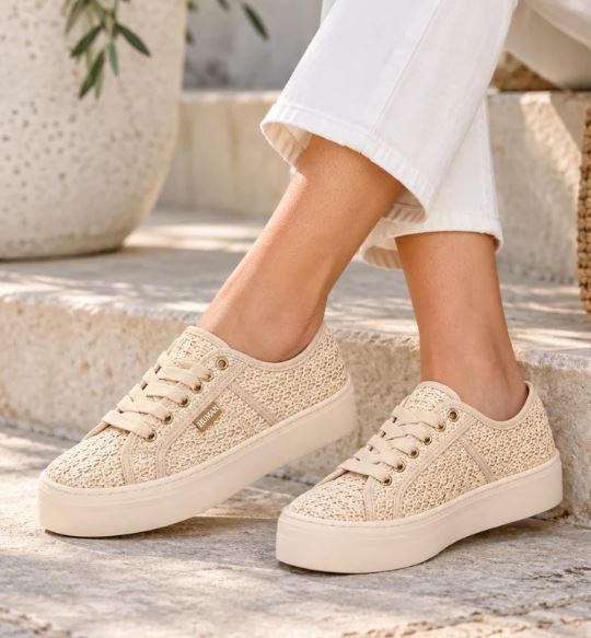 Lift Sneaker in Natural Raffia by Human Shoes
