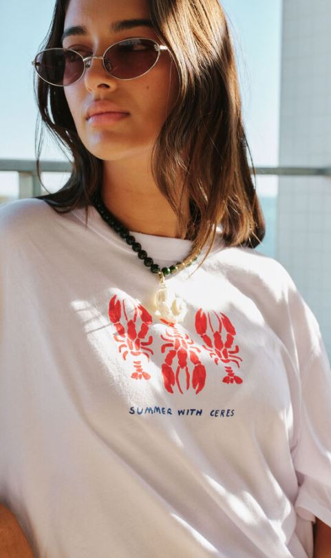 Ceres Life Ladies Oversized Tee - Lobster