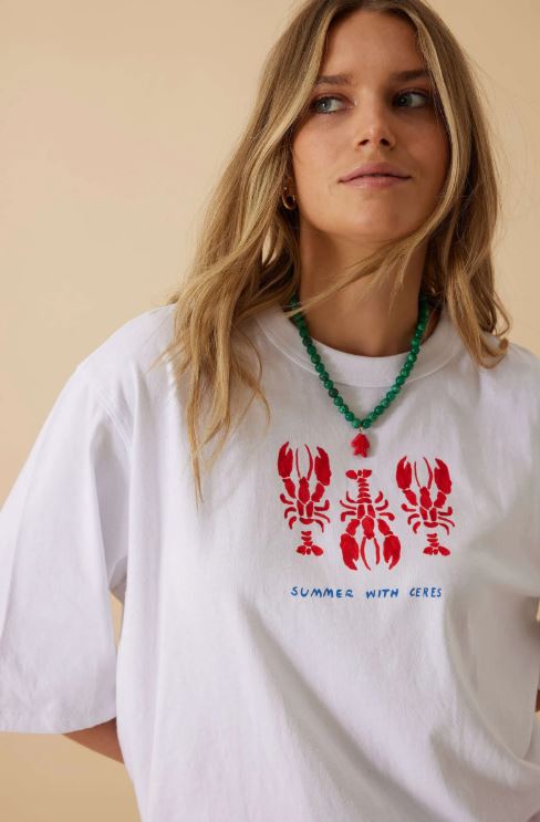 Ceres Life Ladies Oversized Tee - Lobster