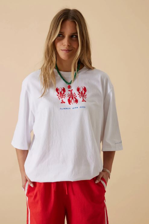 Ceres Life Ladies Oversized Tee - Lobster