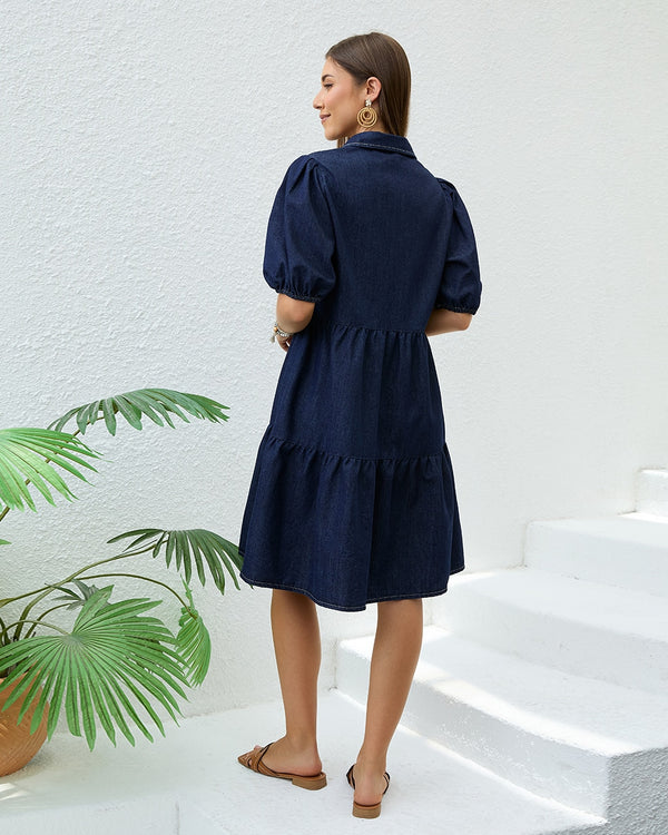 Harper Tiered Soft Denim Shirt Dress