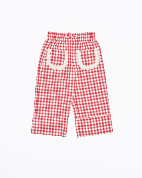 Girls Marley Pant in Red White Check