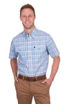 Thomas Cook Men's Matt Check 2 Pocket Short Sleeve Shirt in Navy/Multi
