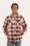 Sawyer Mens Sherpa Flannel in Deep Burgundy