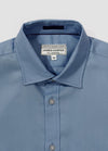 James Harper Men's Long Sleeve Cotton Tencel Waffle Shirt in Mid Blue