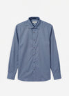 James Harper Men's Long Sleeve Cotton Tencel Waffle Shirt in Mid Blue