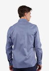 James Harper Men's Long Sleeve Cotton Tencel Waffle Shirt in Mid Blue