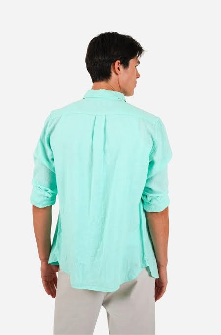 James Harper Pure Linen Long Sleeve Men's Shirt in Mint