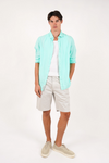 James Harper Pure Linen Long Sleeve Men's Shirt in Mint