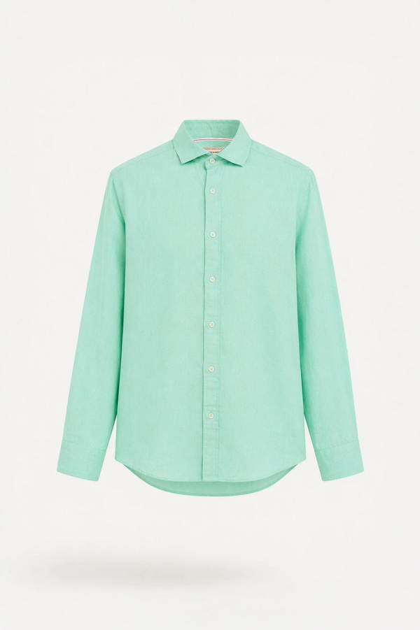 James Harper Pure Linen Long Sleeve Men's Shirt in Mint