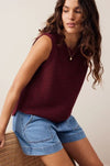Ladies Maddy Mesh Knit Tank in Mulberry