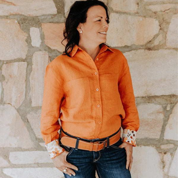 The Outback Linen Shirt in Rust