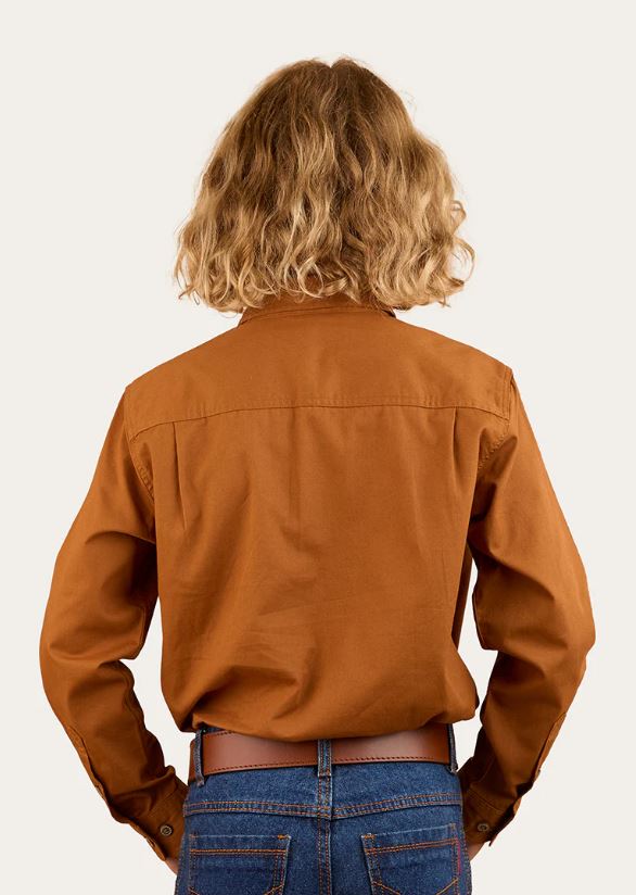 Ord River Kids Half Button Work Shirt in Tobacco