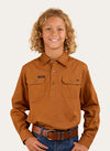 Ord River Kids Half Button Work Shirt in Tobacco
