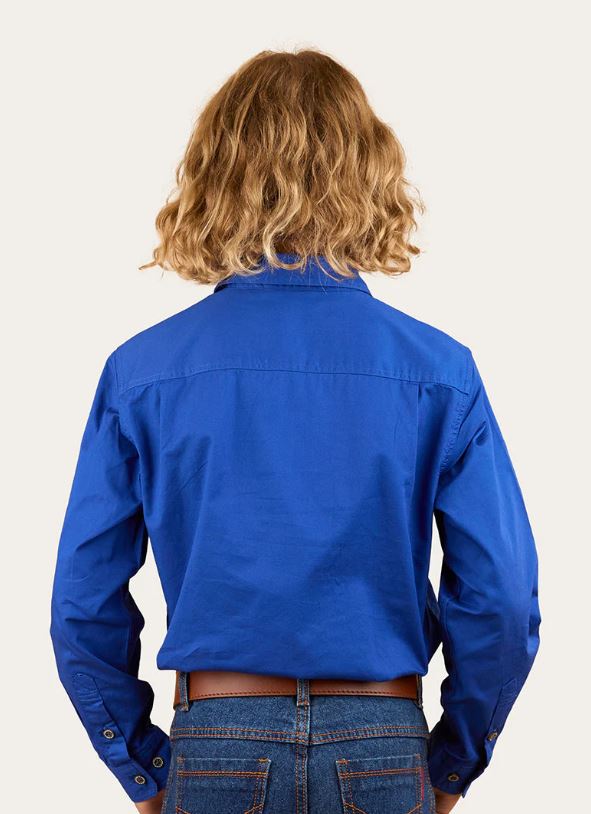 Ord River Kids Half Button Work Shirt in Royal Blue