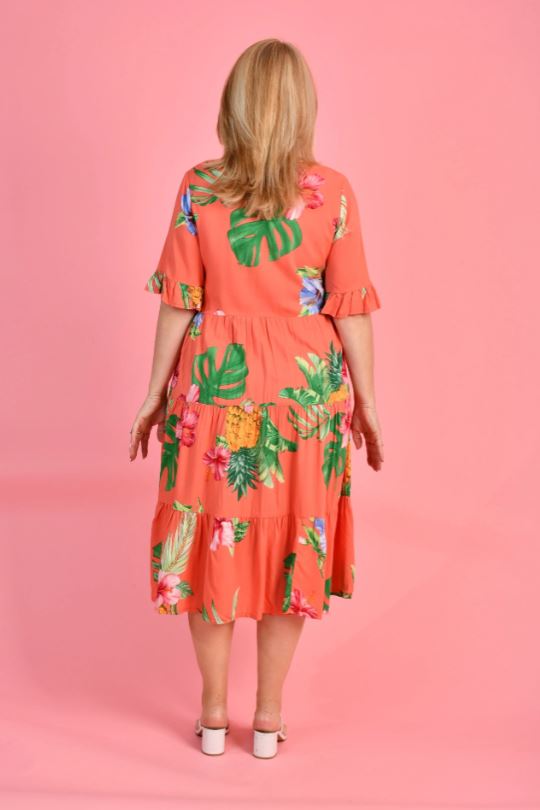 Ladies Tropicana Dress in Peach