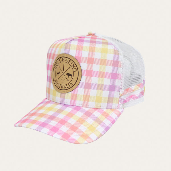 Gingham Trucker Cap - Pink