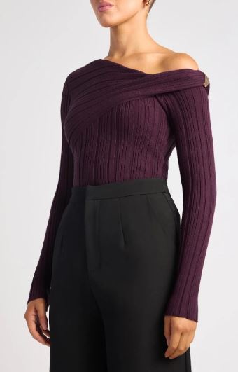 Womens Amara Knit Top in Dark Plum