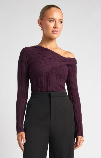 Womens Amara Knit Top in Dark Plum