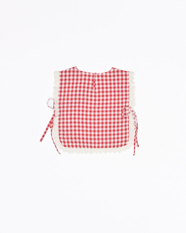 Girls Plum Top in Red White Check