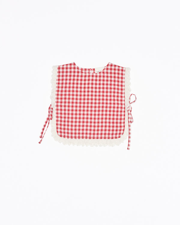 Girls Plum Top in Red White Check
