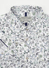 James Harper Men's Long Sleeve Peached Cotton Poplin Shirt in Floral Print Sea