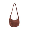 Rugged Hide Womens' Soft Suede Moon-Shaped Bag in Choc/Brown