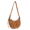 Rugged Hide Womens' Soft Suede Moon-Shaped HandBag in Caramel