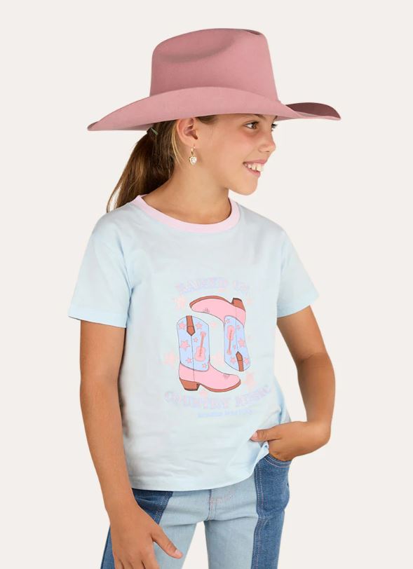 Girls Raised On Country Music Classic Fit T-Shirt in Barely Blue