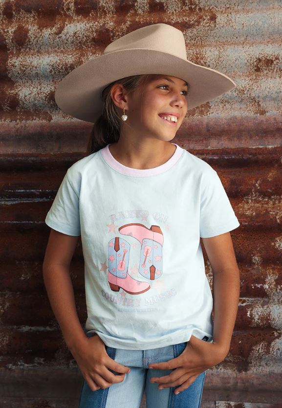 Girls Raised On Country Music Classic Fit T-Shirt in Barely Blue