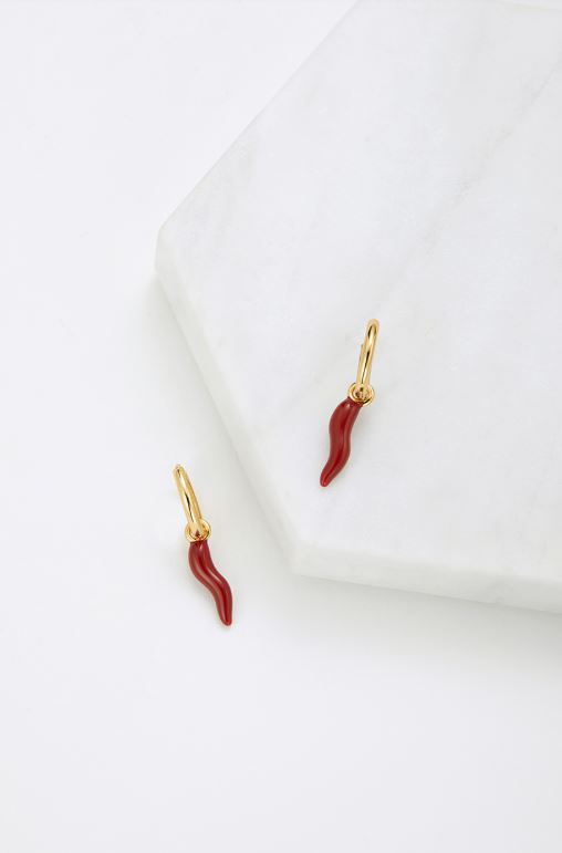 Zafino Red Chilli Earring in Gold