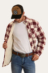 Sawyer Mens Sherpa Flannel in Deep Burgundy