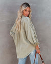 Ladies Cotton Button Down Denim Jacket in Sage