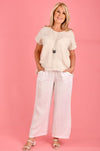 Ladies Sicily Linen Pants in White