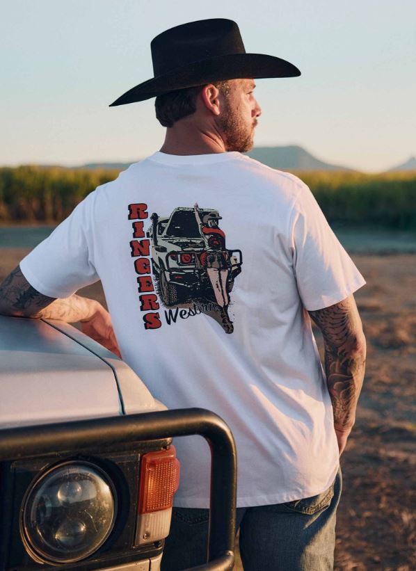 Ringers Western Side Chick Mens Loose Fit T'Shirt in White
