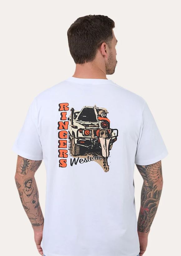 Ringers Western Side Chick Mens Loose Fit T'Shirt in White