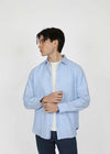 Men's Long Sleeve Linen Blend Shirt in Sky Blue