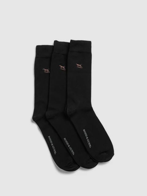 Dry Plains Three Pack Socks 3PK in Onyx